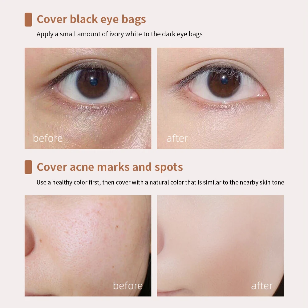 Description Picture 4 of item4 Colors Moisturizing Liquid Concealer Cream Cover Acne Spots Dark Circles Contouring Foundation Modify Skin Tone Stick Makeup