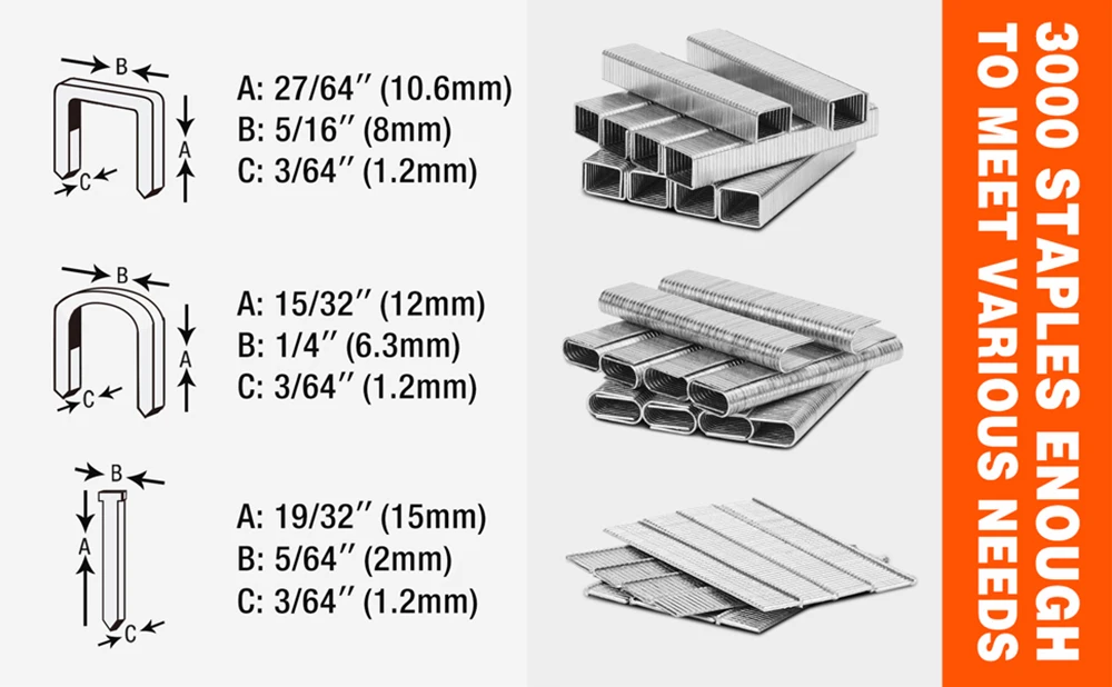 Description Picture 3 of item3 in 1 Manual Nail Gun Stapler with 3000 Nails Home Heavy Duty Staple Gun for Wood Furniture Carpentry DIY Type 53 With 1600nail