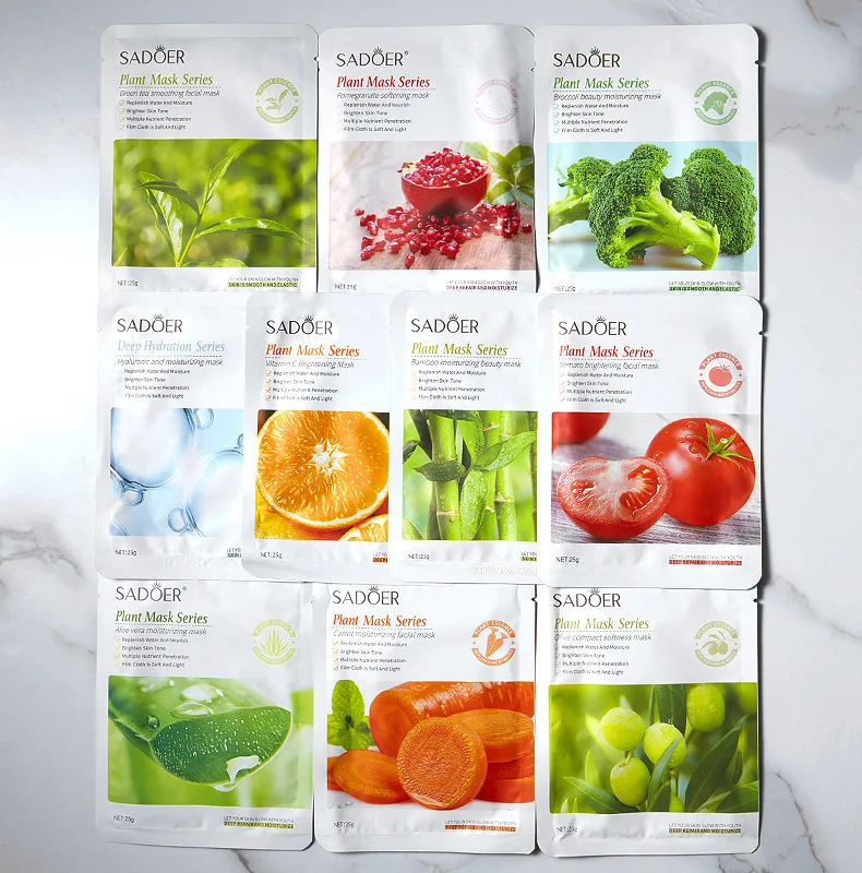 Description Picture 4 of item10 Pcs Hyaluronic Acid Mask Natural Fruit Plant Sheet Mask Aloe Pomegranate Hydrating Anti-Aging Shrink Pores Brighten Skin Care
