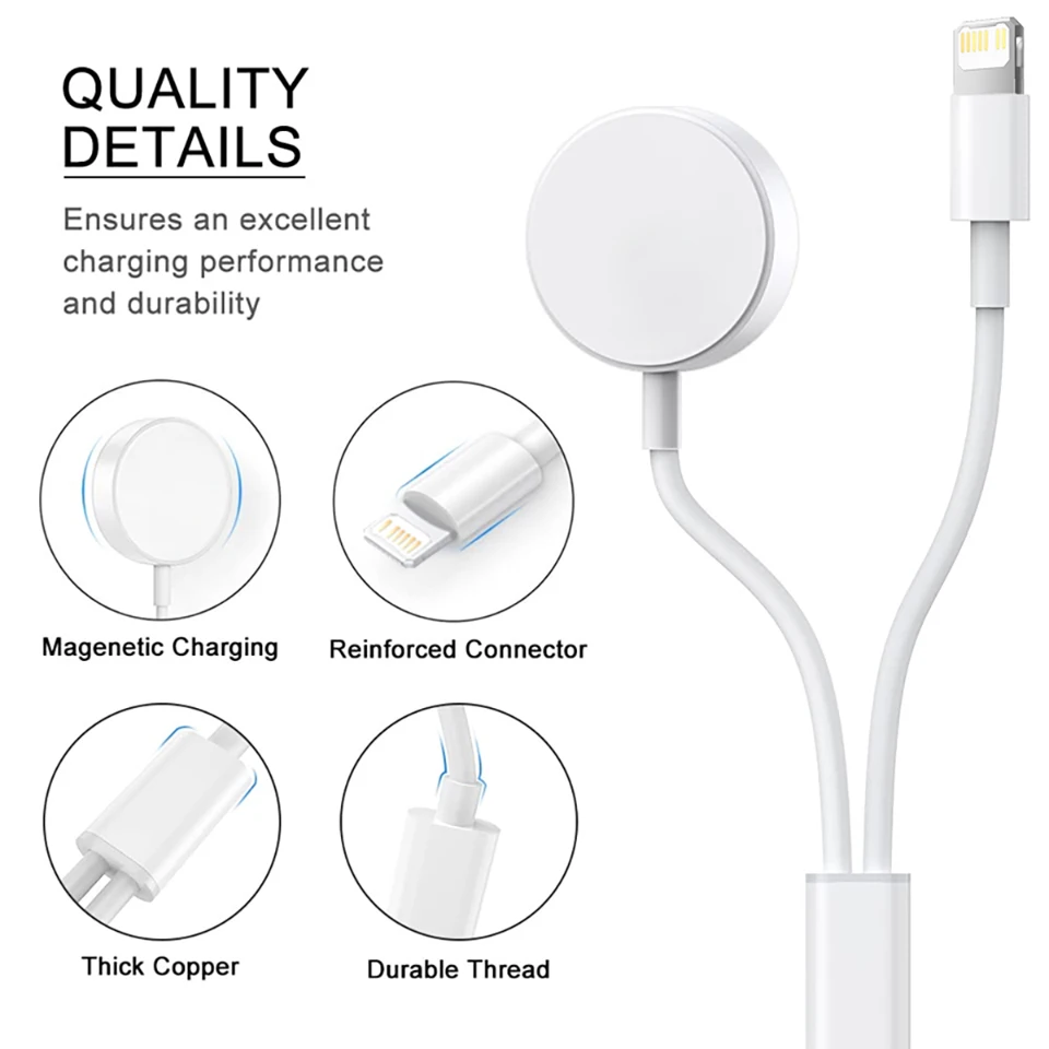 2 IN 1 Type C Portable Magnetic Wireless Charger For Apple iWatch 8 7 6 5 For iPhone 11 14 Pro Max USB-C Cable Phone Fast Charge
