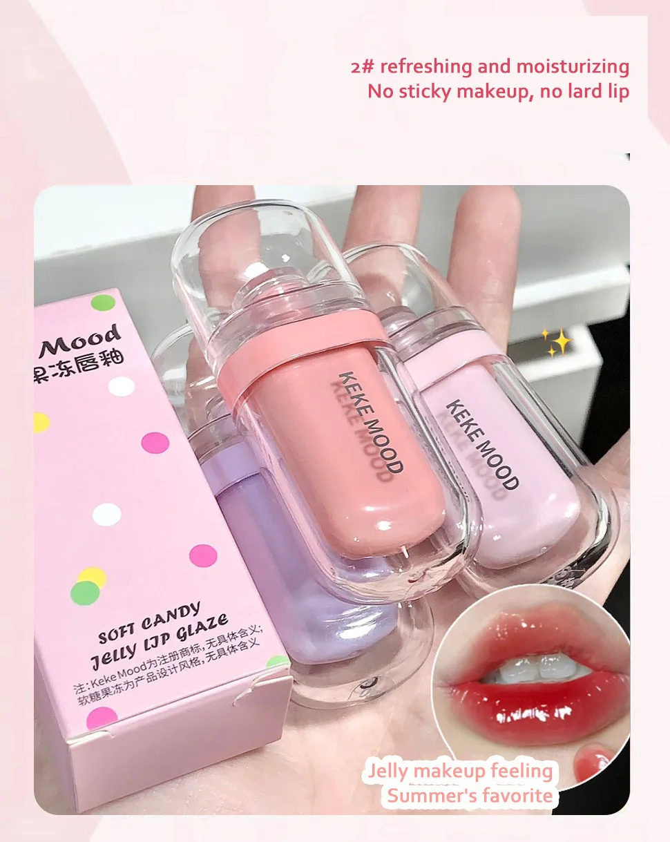 Description Picture 5 of itemCrystal Glossy Lip Glaze Jelly Mirror Water Lip Gloss Lasting Moisturizing Sexy Lip Tint Korean Lip Glaze Girl Beauty Cosmetics