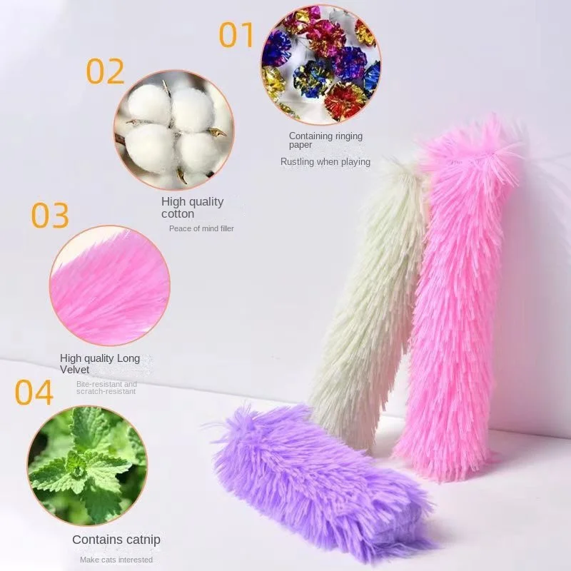 Description Picture 2 of itemCat Plush Toy Strip Pillow Cat Soft Toy Teaser Cat Catnip Toys Funny Cat Stick Interactive Cat Playing Toy Funny Cat Supplies