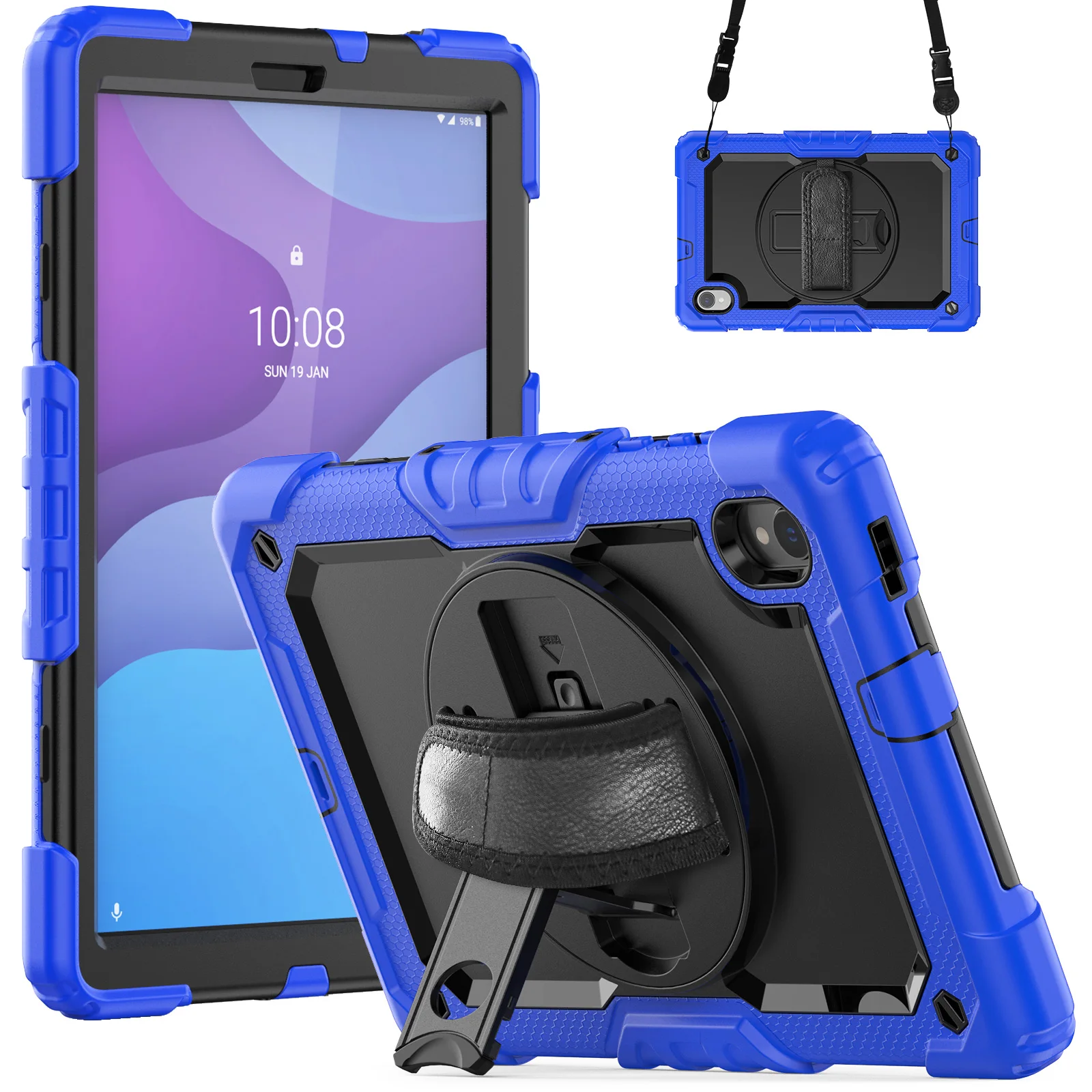 Description Picture 3 of item360 Rotation Hand Strap&Kickstand Tablet Case For Iconic Brand Tab M10 10.1 HD 2nd Gen TB-X306F TB-X306X Full Body Protective Cover