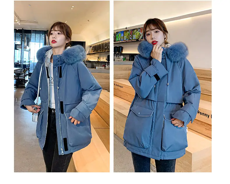 Description Picture 6 of itemFotvotee Winter Jacket Women Coat Hooded Thicken Warm Big Pocket Parkas Casual Elegant Puffer Jacket Vintage Oversized Outerwear