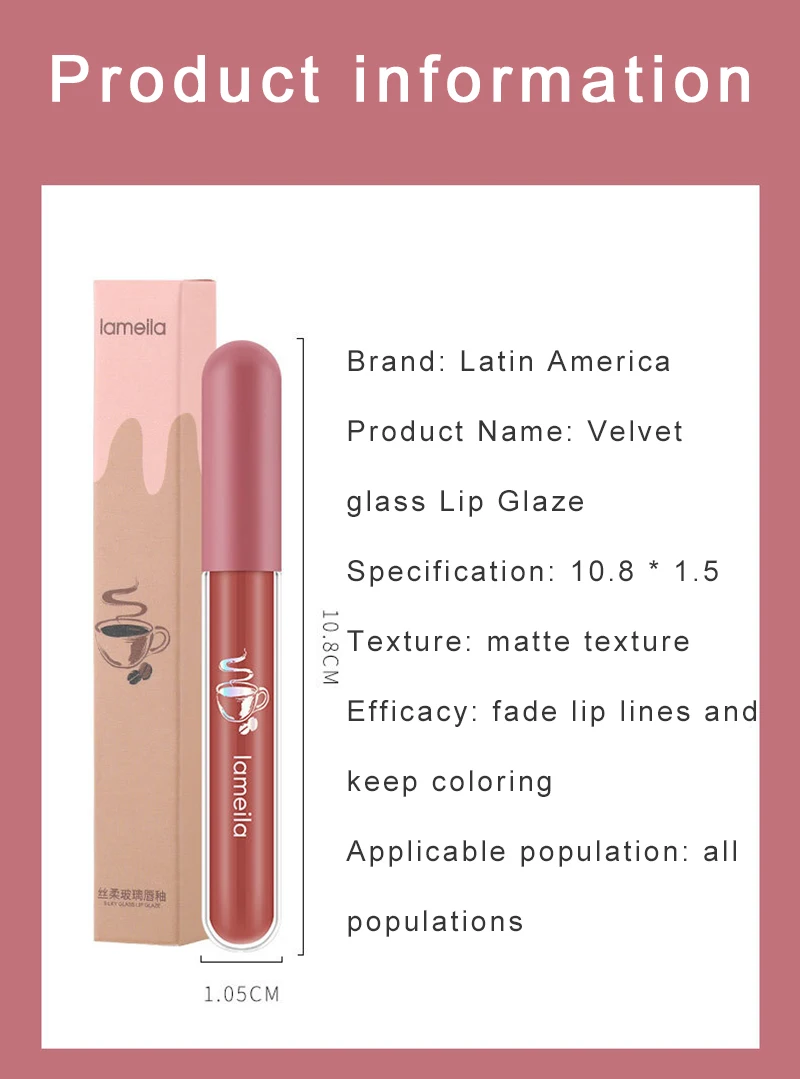 Description Picture 2 of itemLip Gloss Makeup For Women Velvet Matte Lipstick Beauty Health Lip Glaze Lip Tint Cosmetics Lipgloss
