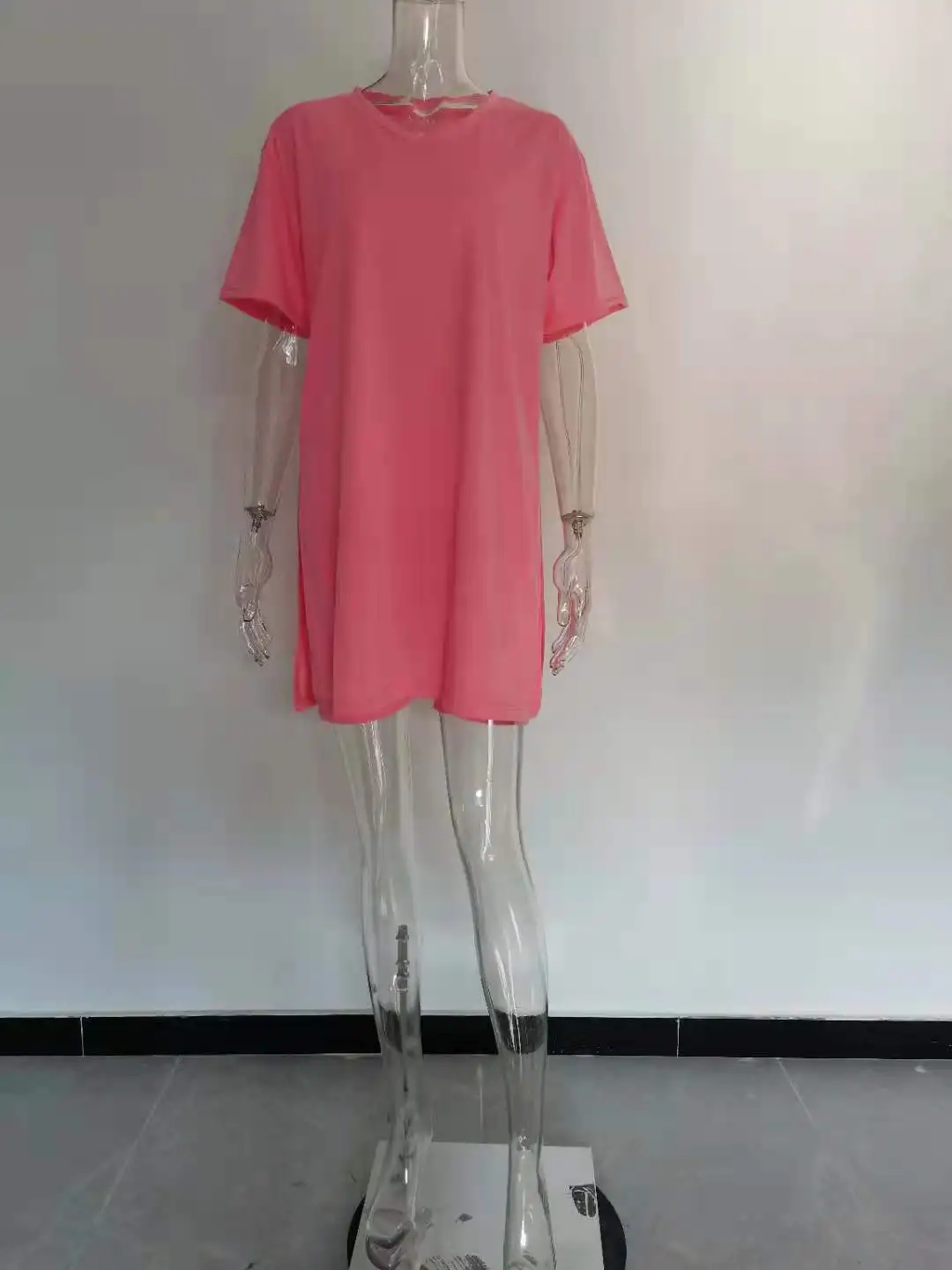 Description Picture 5 of item2023 Summer Short Sleeve Set European and American Solid Color Mid Length Split Short Sleeve Shorts Set