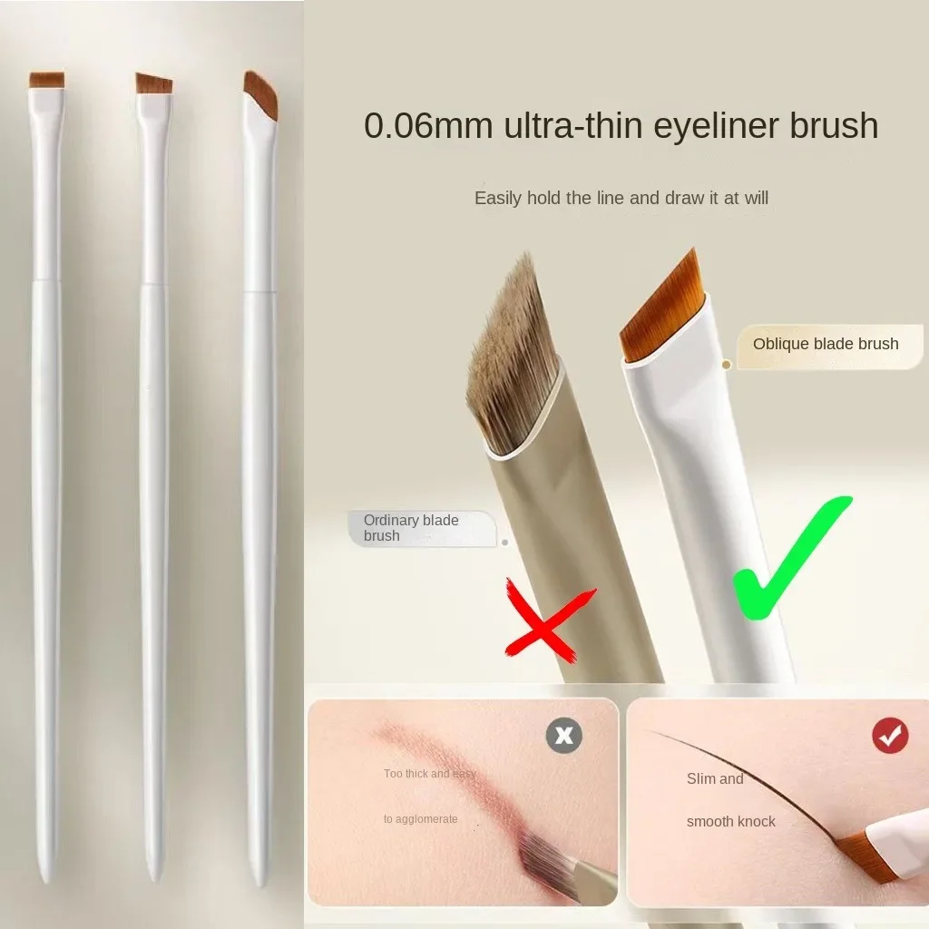 Upgrade Sickle Blade Eyeliner Brush Ultra Thin Flat Fine Eye Liner Makeup Brush Flat Eyeliner Brush Eyebrow Makeup Brush 1/4Pcs