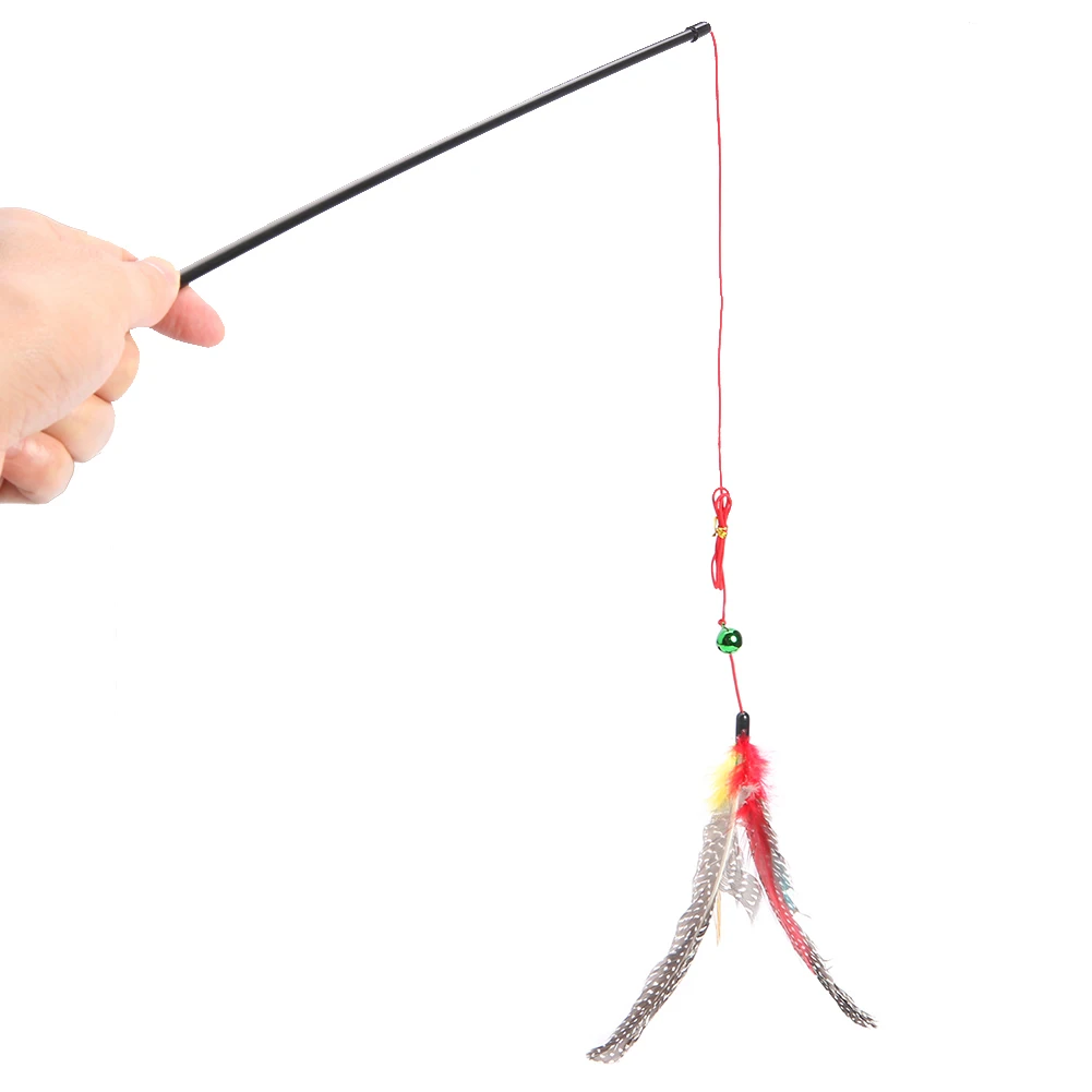 Handheld Kitten Teaser Lightweight Feather Cat Wand Funny Wands Feather Teaser Odorless for Kitten Pet Cat Scratching