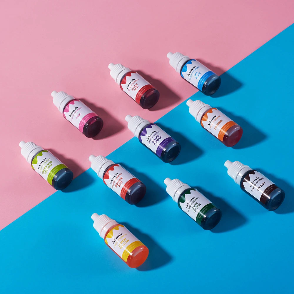 12pcs/box 10ml Vegan Natural Flavoring Oil Scents Essence Oil Drops Liquid Pigment Dyeing Color for Lip Gloss Diy Use