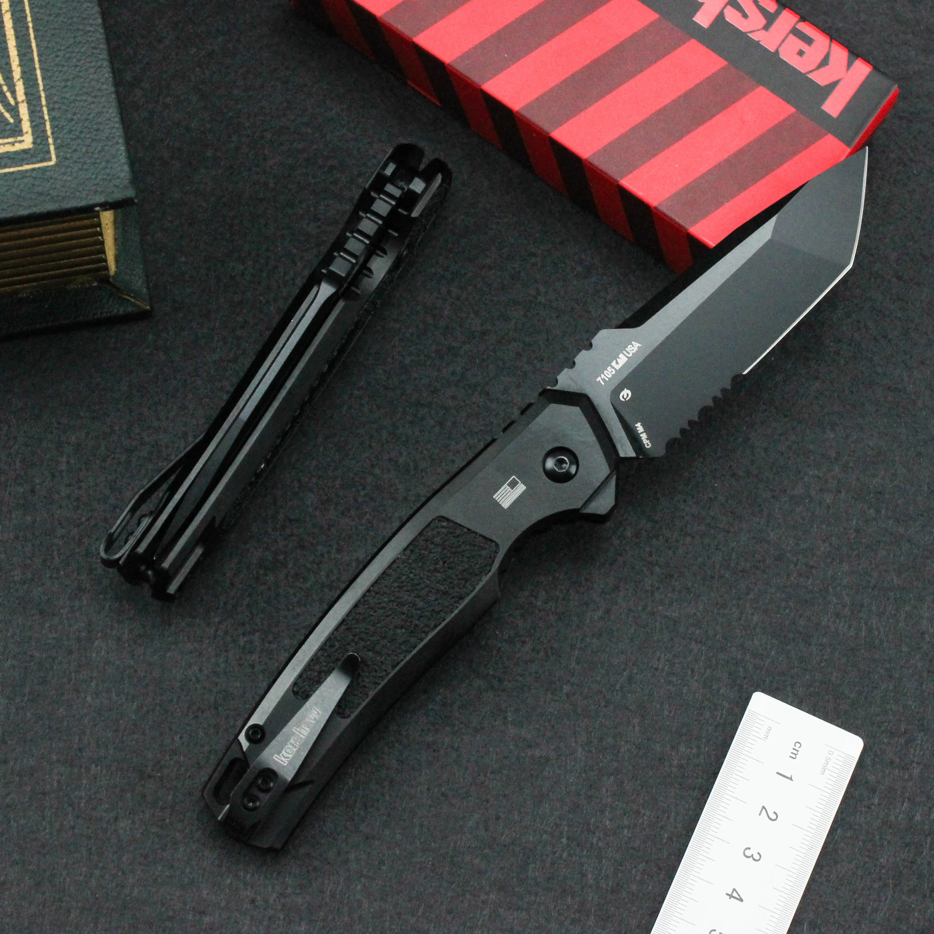 Description Picture 4 of itemKershaw 7105 Folding Knife Half tooth CPM154 Blade Black Handle Pocket Folding Knives Tactical Tool