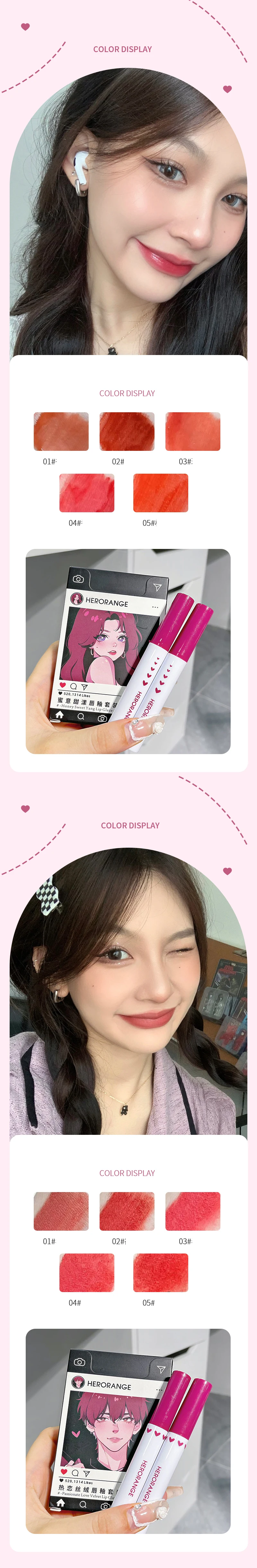 Description Picture 4 of item5Pcs Boy/Girl Lip Gloss Set Red Tint Makeup Long Lasting Matte & Mirror Cigarette Lip Glaze Waterproof Lipstick Kit Cosmetic