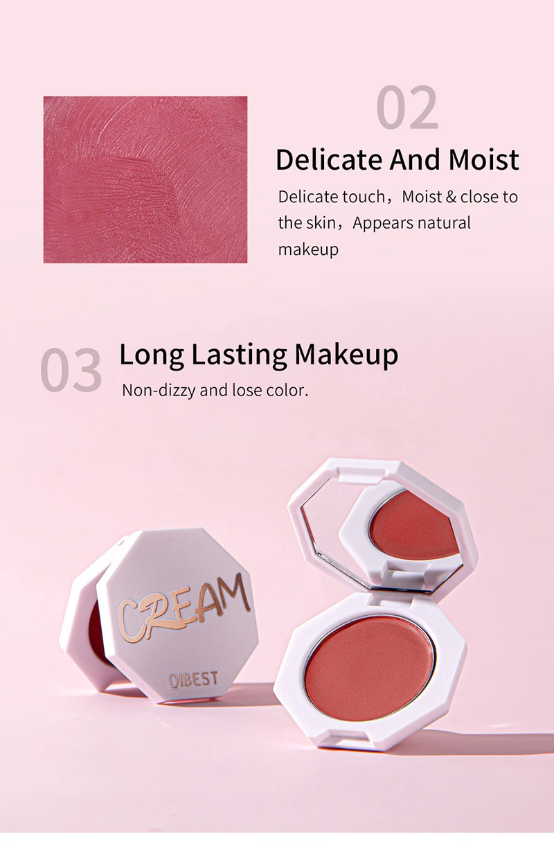 Description Picture 5 of item6 Colors Face Blusher Peach Cream Waterproof Makeup Blush Palette Cheek Contour Blusher Cream Korean Makeup Rouge Tint Blush
