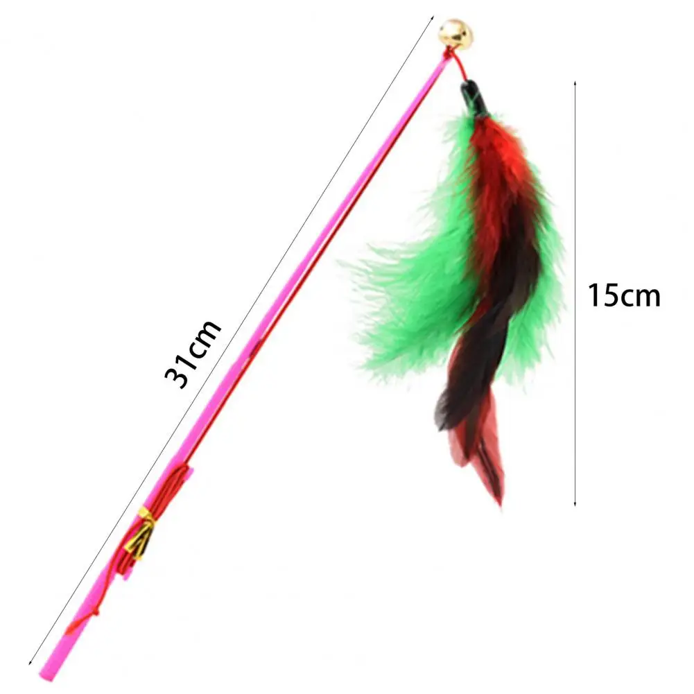 Cat Toys Interactive Funny Multicolor Color Feather Bells Cat Stick Pet Replacement Head Retractable Cat Stick Teaser Exercise