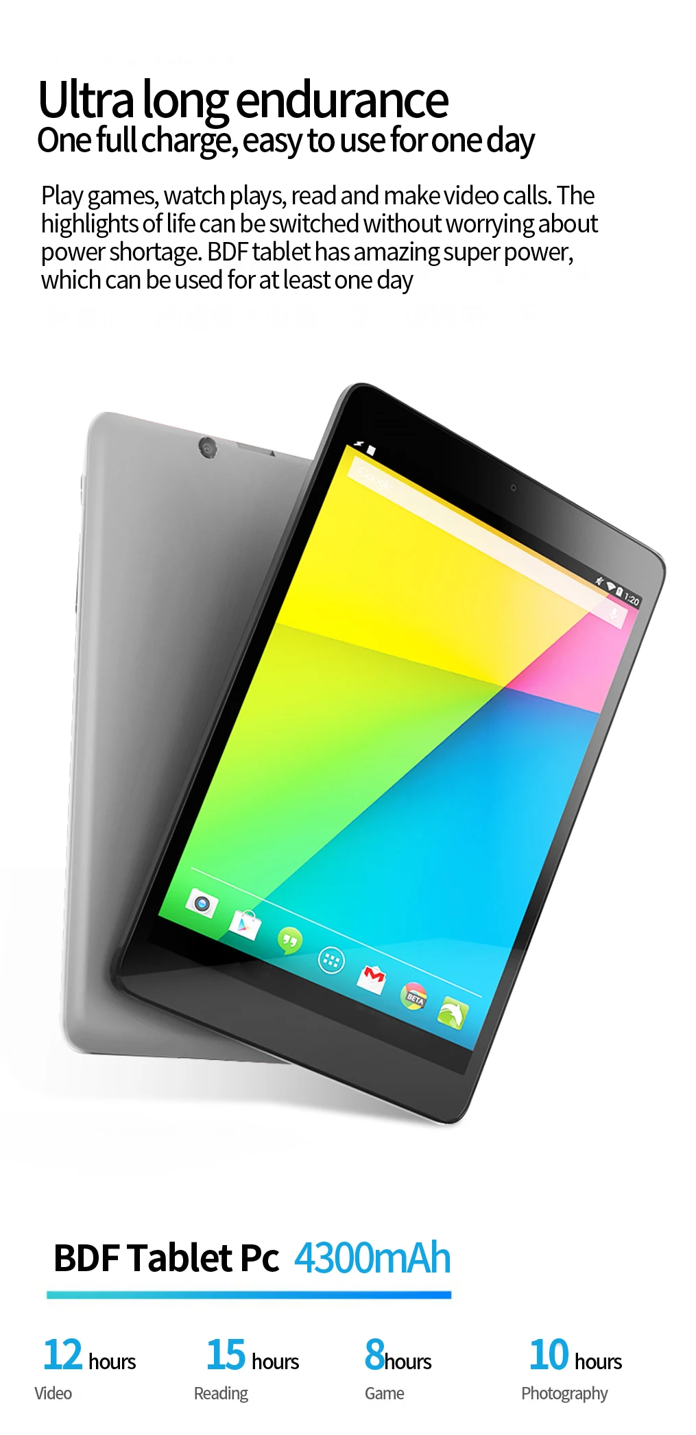Description Picture 6 of item8 Inch INTEL CPU Tablet Pc 2GB RAM 32GB ROM Quad Core Dual Cameras WiFi Bluetooth Google Play Cheap Children's favorite