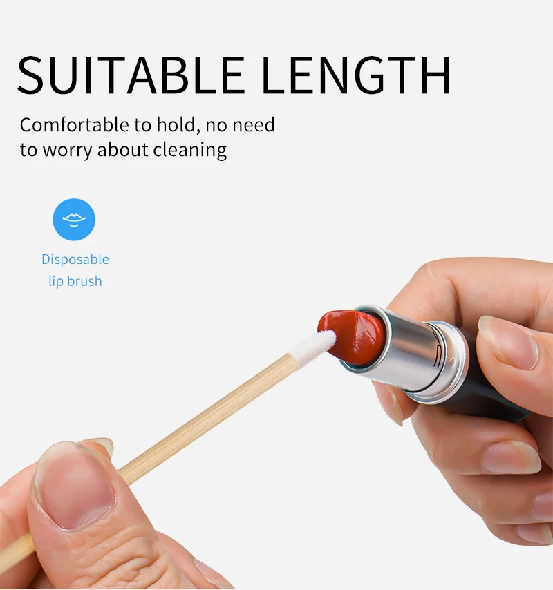 Description Picture 4 of item50 pcs/pack Disposable Bamboo Lip Brush Lashes Micro Brushes Applicator tool for Eyelash Extension women Makeup Tools