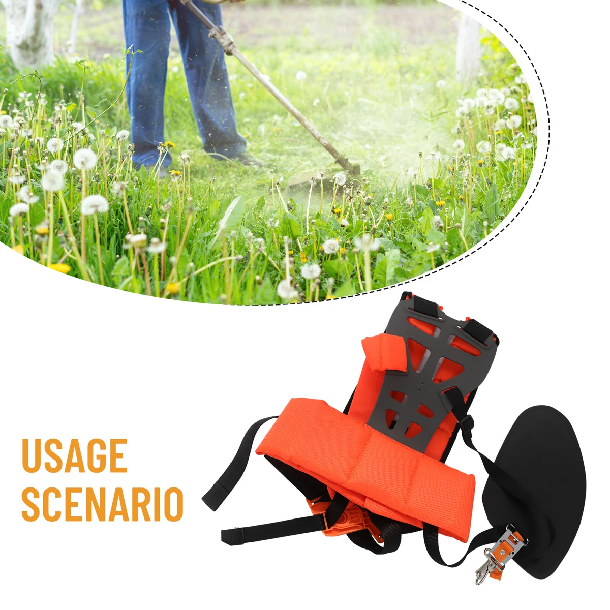 Description Picture 2 of itemPractical Lawn Mower Strap Shoulder Strap Accessory Cotton For Brushcutter Lawn Mower Nylon Orange Shoulder Strap Harness