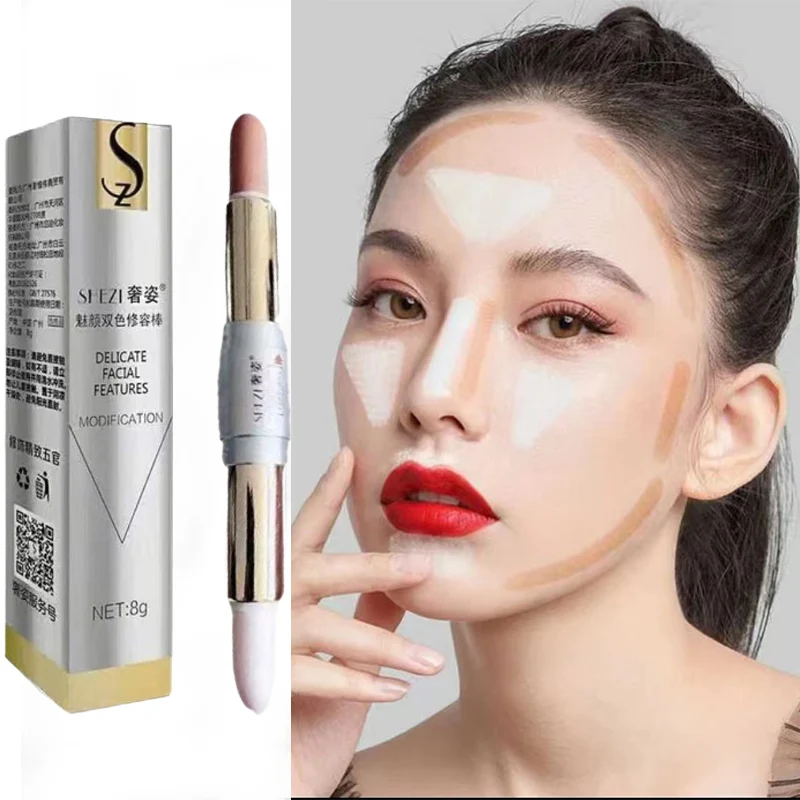 Shezi Double-end Face Highlight Charming Face Oil-control Concealer Pencil Facial Highlight Corrector Repair Stick Pen Cosmetics