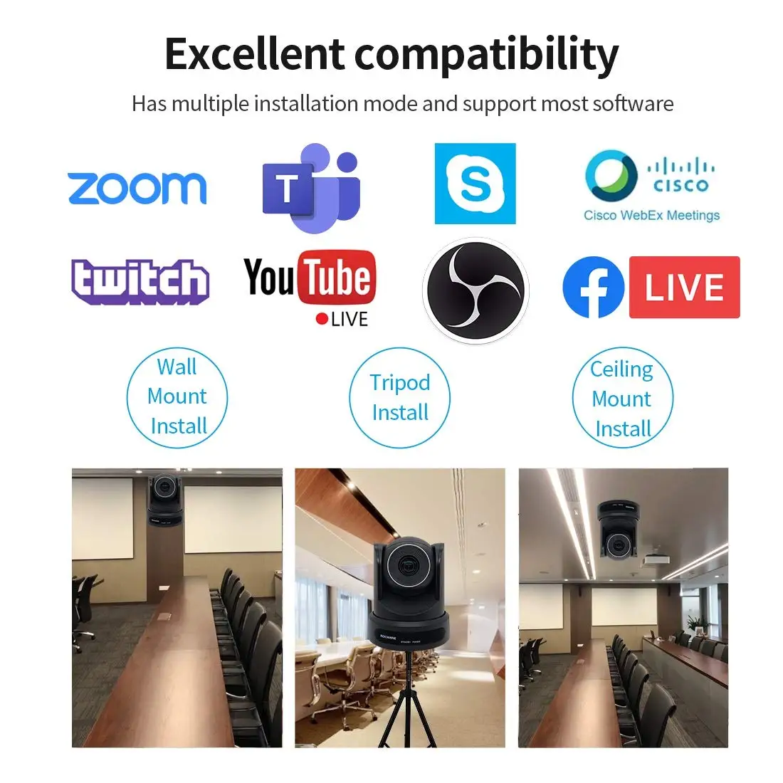 Description Picture 4 of itemConference Camera PTZ Video HD USB 10X+16X Digital Zoom For Educate Live Business Meeting Equipment Remote Teaching Telemedicine