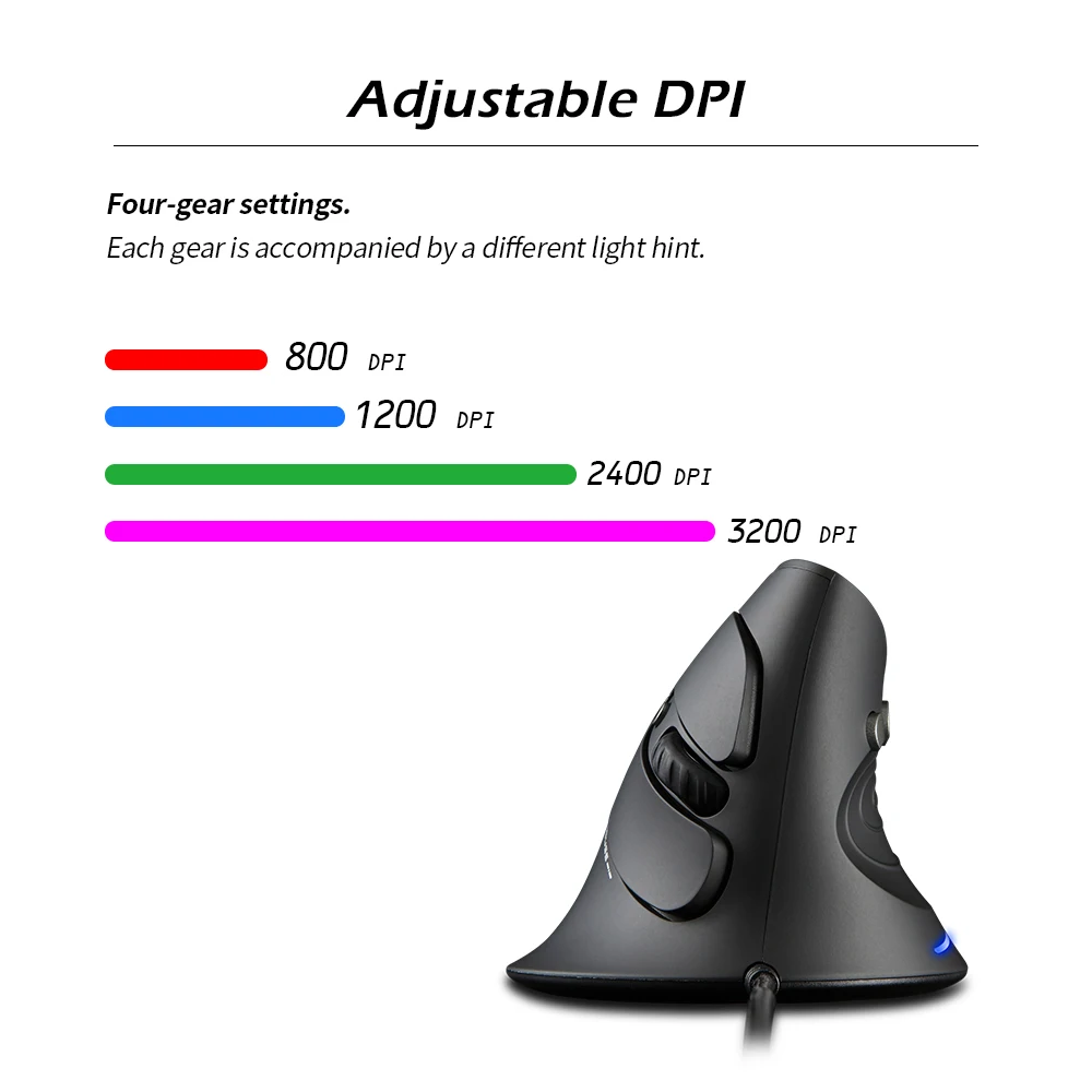 Description Picture 4 of itemZELOTES T-30 Mouse Wired Optical Mouse Vertical Mouse USB Wired Gaming Mouse 6 Keys Ergonomic Mice with 3200 DPI for PC Laptop