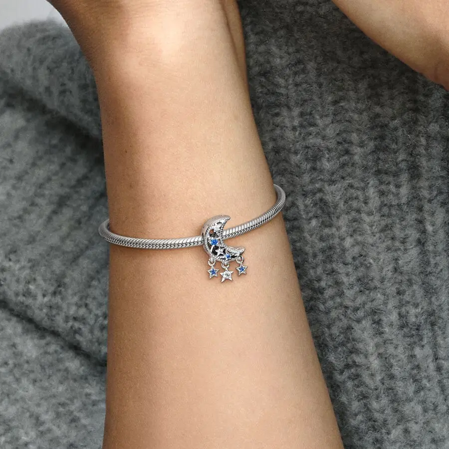 Description Picture 5 of itemFor Pandora Original Bracelet 925 Sterling Silver Firefly Charm Star Moon Bead Eyes Zircon Airplane Pendant DIY Jewelry Making