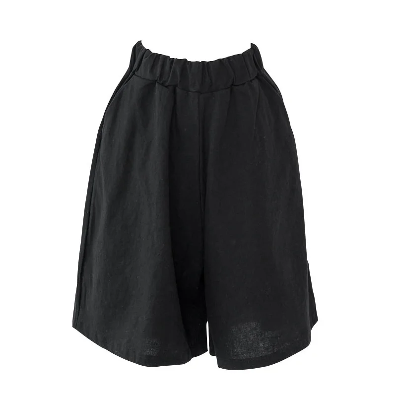 Women's Clothing Summer 2023 Cotton and Linen Casual Shorts Plus Large Size Elastic Waist Five-point Wide-leg Pants