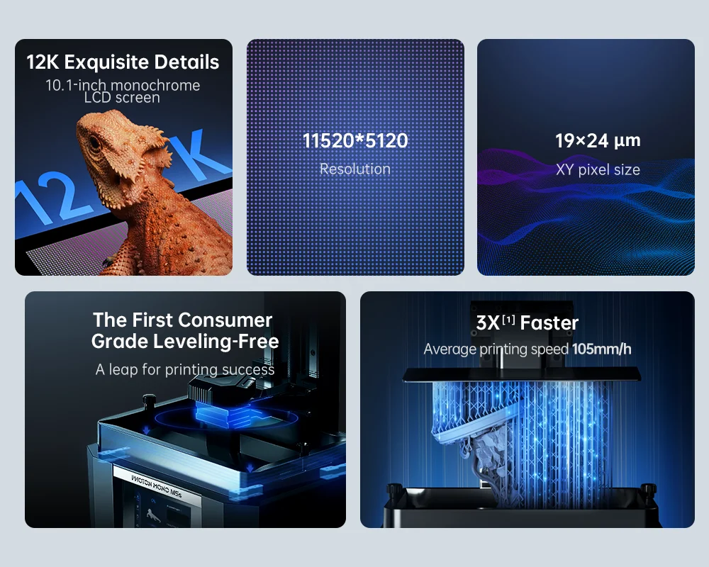 Description Picture 3 of itemANYCUBIC Photon Mono M5s 12K 10.1 inch LCD SLA 3D Printer Leveling-Free High Speed UV Resin 3D Printer Print Size 200x218x123mm