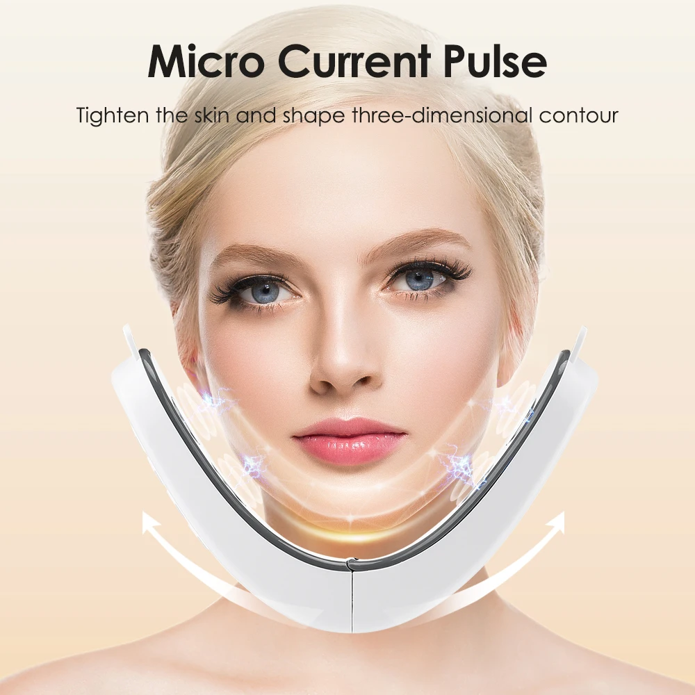 Micro-current Face Lifting Machine Belt EMS Skin Massager Home Use Beauty Devices with Voice 5-Mode 12-Level V-Line Chin Tighten
