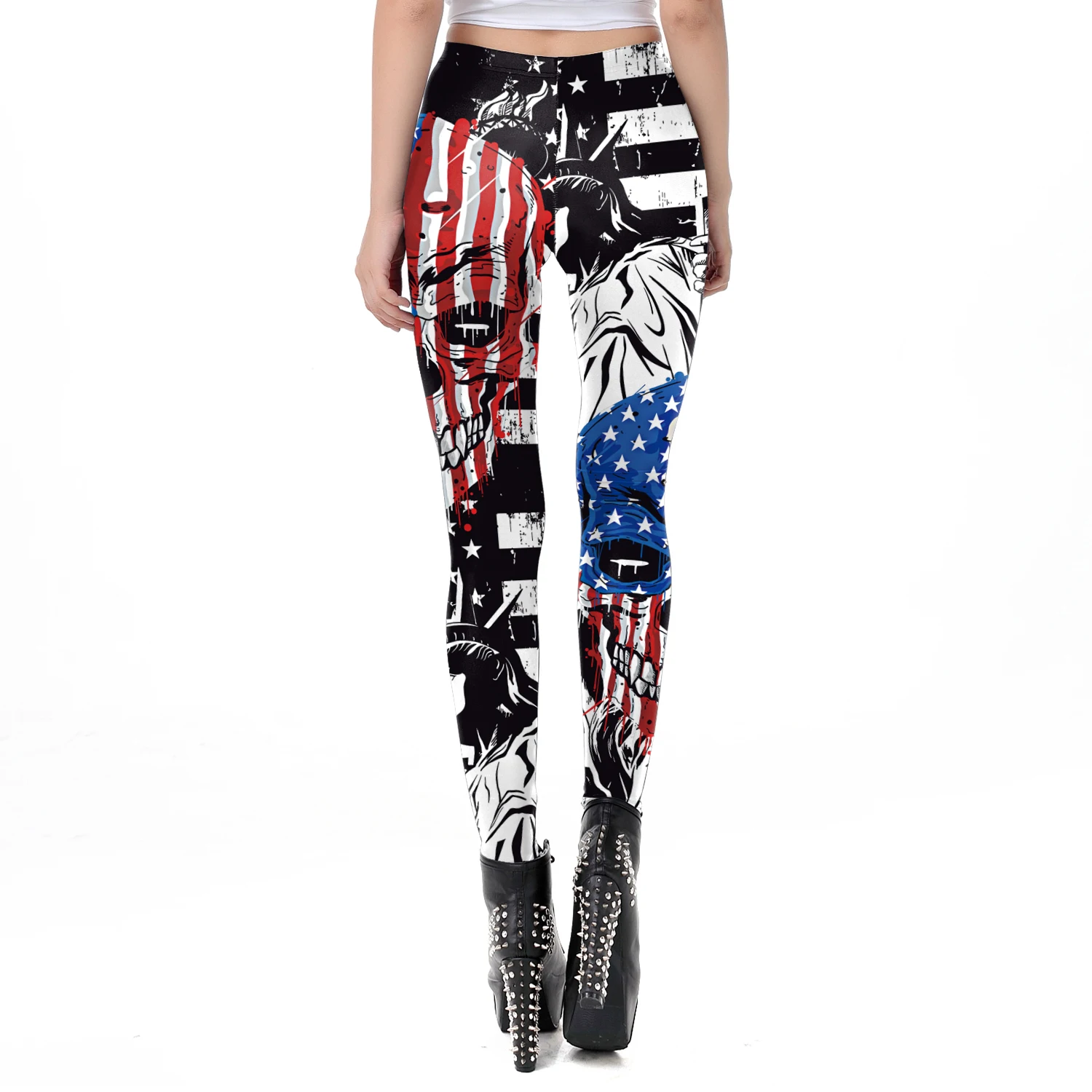 Description Picture 4 of item[You're My Secret] New Trend Women Legging High Waist Tights Sexy Pants Fitness Legins American Flag Skull 3D Print Legging