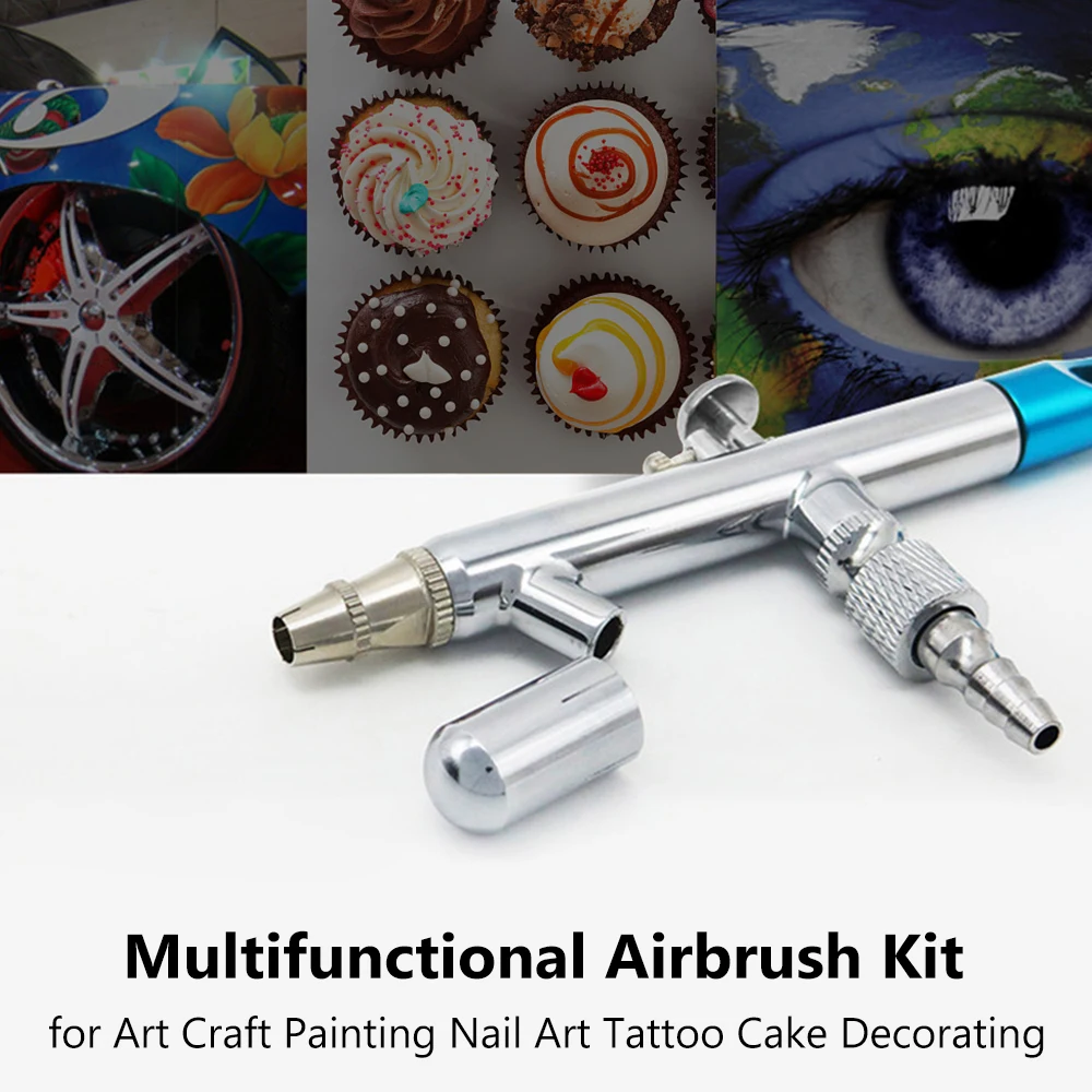 0.35mm Siphon Feed Dual-action Airbrush Kit Set Spray Gun with 5cc & 22cc Fluid Cup for Art Craft Painting Nail Art Tattoo Cake
