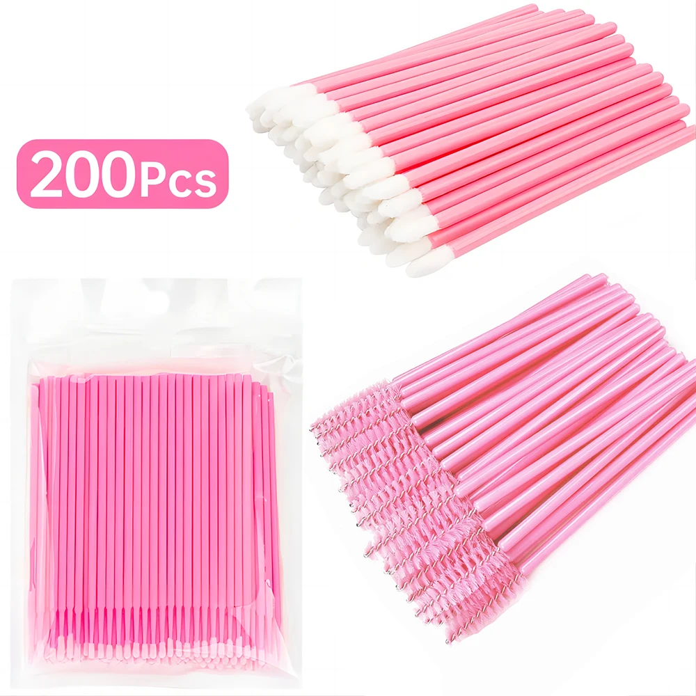 200 Pcs Crystal Makeup Brushes Set Eyelash Lip Microbrush Mascara Wands Applicator Swab Eyelash Extension Makeup Tools