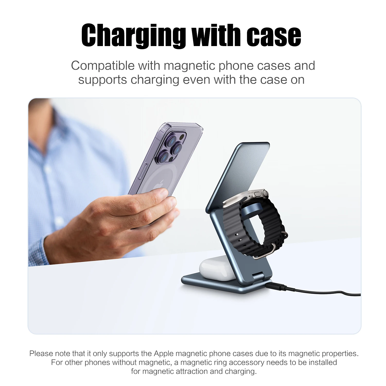 Magnetic 3 in 1 Foldable Wireless Charger Stand For iPhone 14 13 12 Pro Max Apple Samsung Watch 8 7 6 5 4 Fast Charging Station