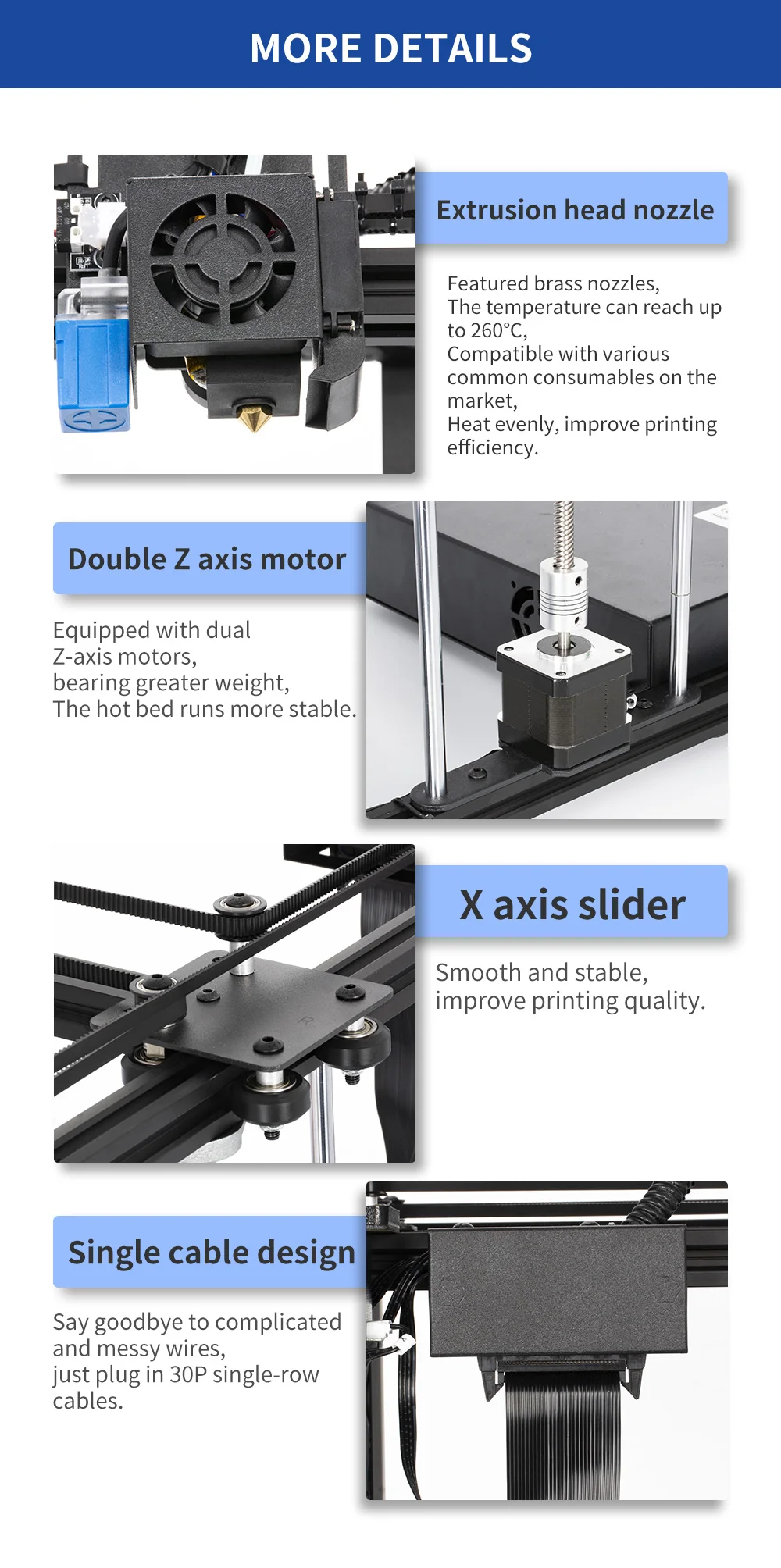 Description Picture 5 of itemTronxy 3D Printer X5SA DIY Kits CoreXY Structure  With Build Size 330*330*400mm Auto leveling 3D Impresora