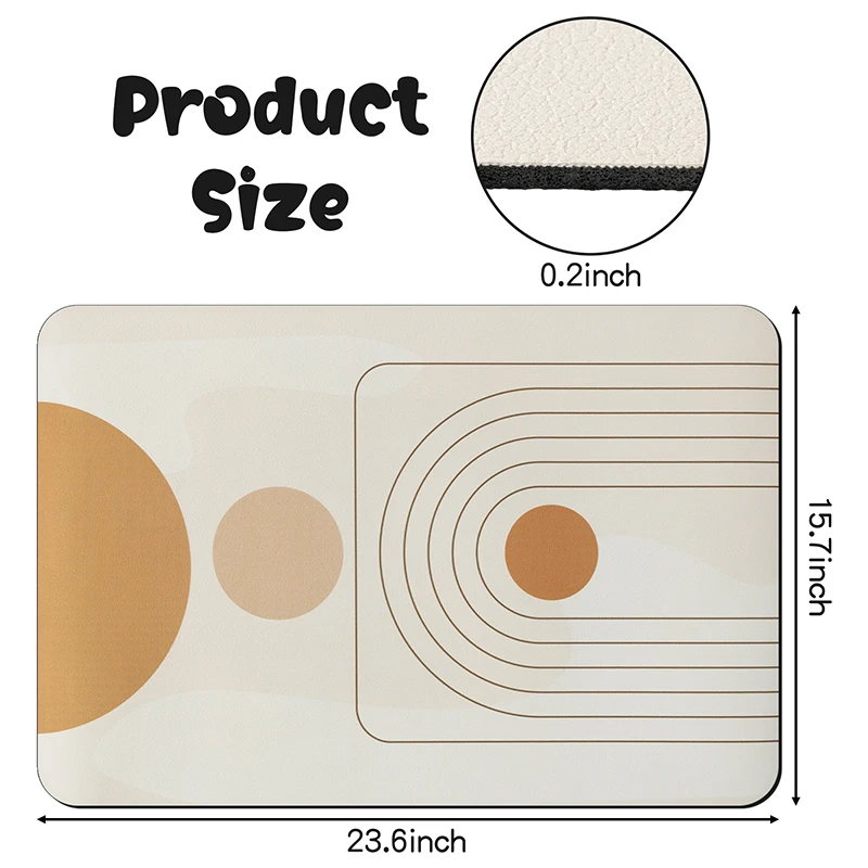 Description Picture 3 of item1Pcs Boho Pet Feeding Mat for Dogs Cats Food and Water Bowl Dispenser Pad 15.7*23.6 Inch Non Slip Absorbent Quick Dry Placemat