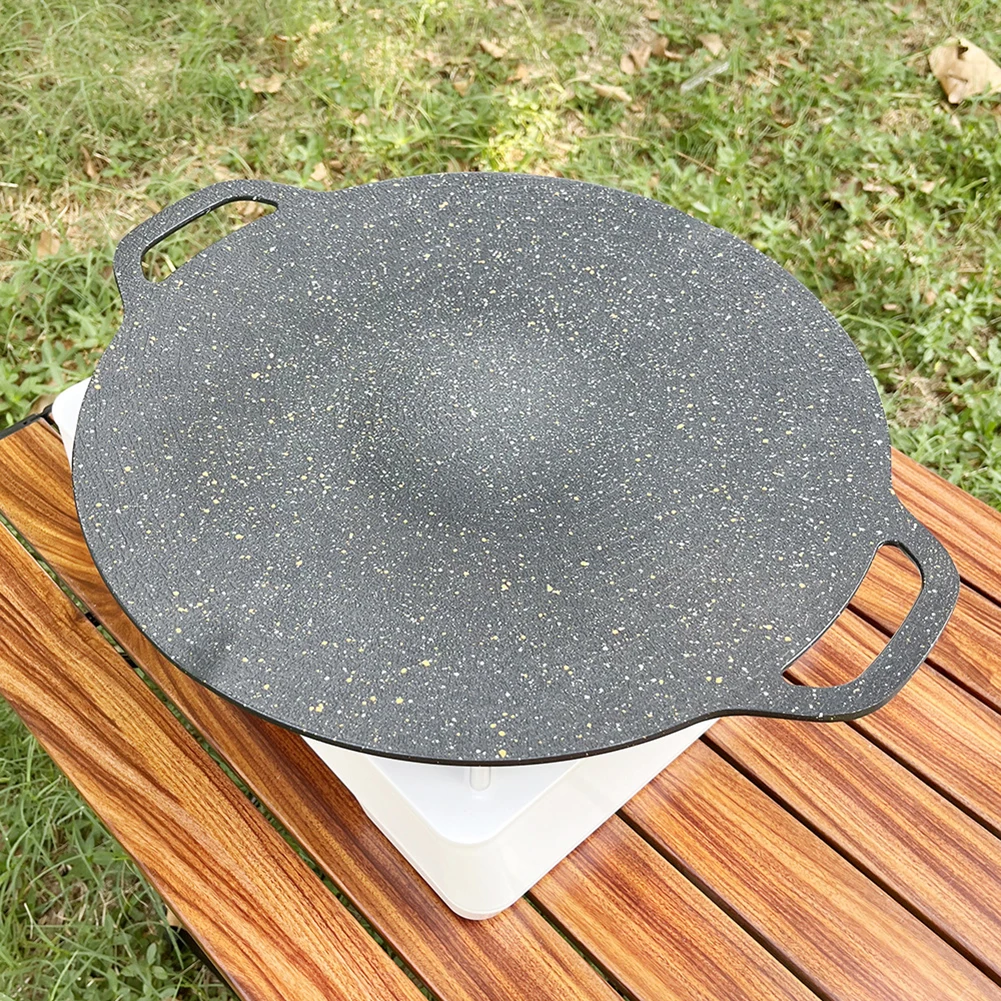 Description Picture 6 of itemBaking Tray Non-stick BBQ Grill Pan Induction Cooker Round Anti Scald Pan Handle Pan Storage Bag for Camping Household Tools