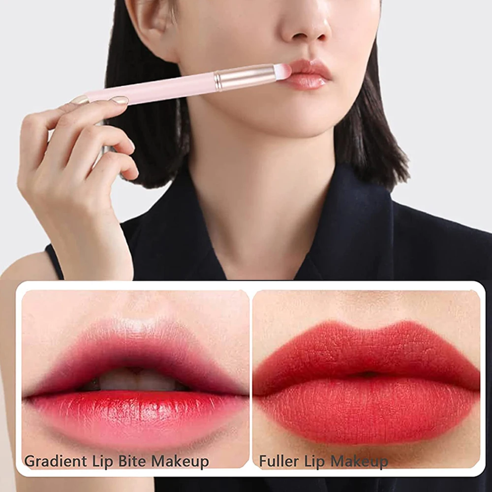 Portable Round Head Lip Brush Professional Mini Concealer Smudge Brush with Cover for Women Girl Makeup Gifts