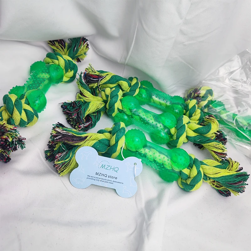 Description Picture 3 of item1pc 25cm Pet Supply High Quality Pet Dog Toys Soft Plastic Bone Shape Rope Puppy Teath Cleaning Outdoor Fun Training Chew Toys