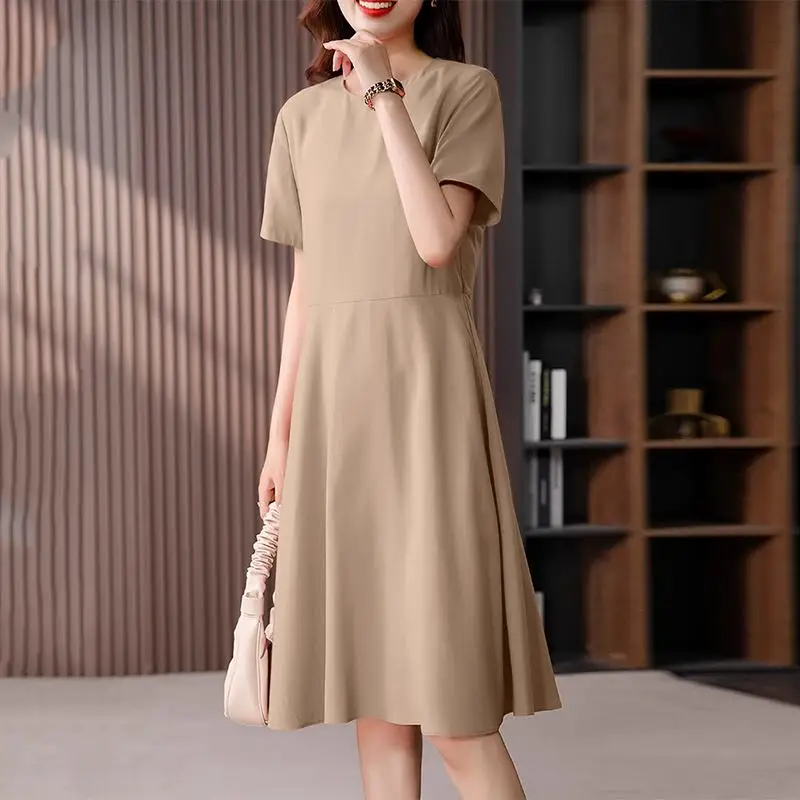 ZANZEA Fashion OL Work Vestidos Oversized Woman Vintage Solid Dress Short Sleeve O-Neck Sundress Casual Party A Line Dresses