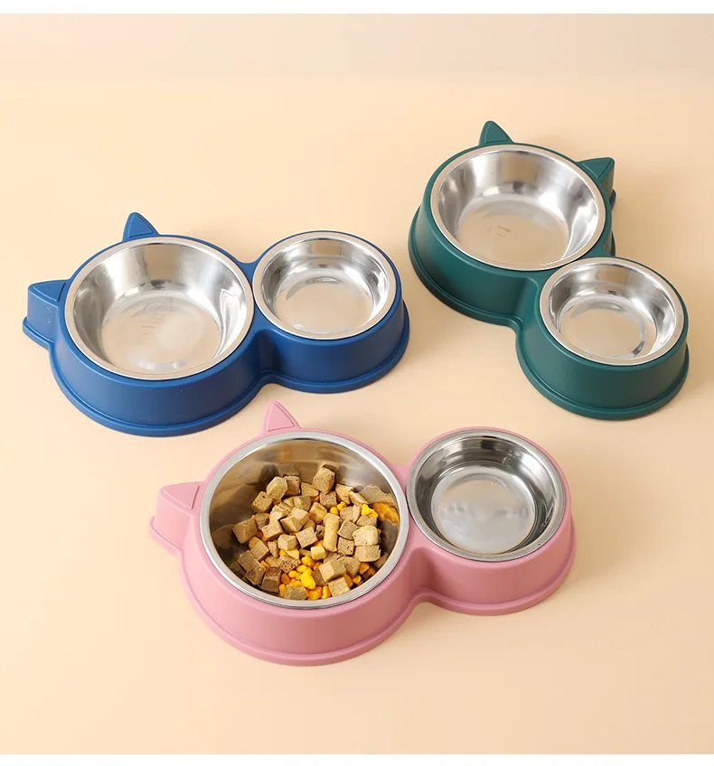 Description Picture 4 of itemNew puppy Kitten feeding supplies Two pet bowls Dog food drinker Stainless steel pet drinking dish Feeder access device