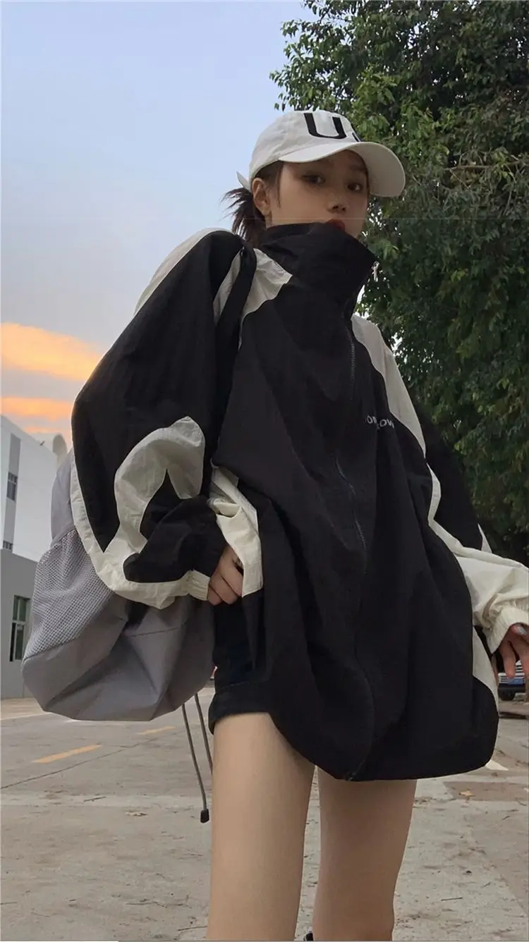 Description Picture 5 of itemDeeptown Gorpcore Jacket Women Harajuku Fashion Oversize Streetwear Track Jackets Windbreakers Outdoor Causal Thin Outwear Loose