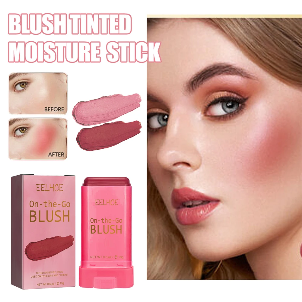 Face Cream Blush Long-Lasting 19g Face Blusher Stick Natural-Looking Multifunctional Easy Use Moisturizing for Women Skin Care