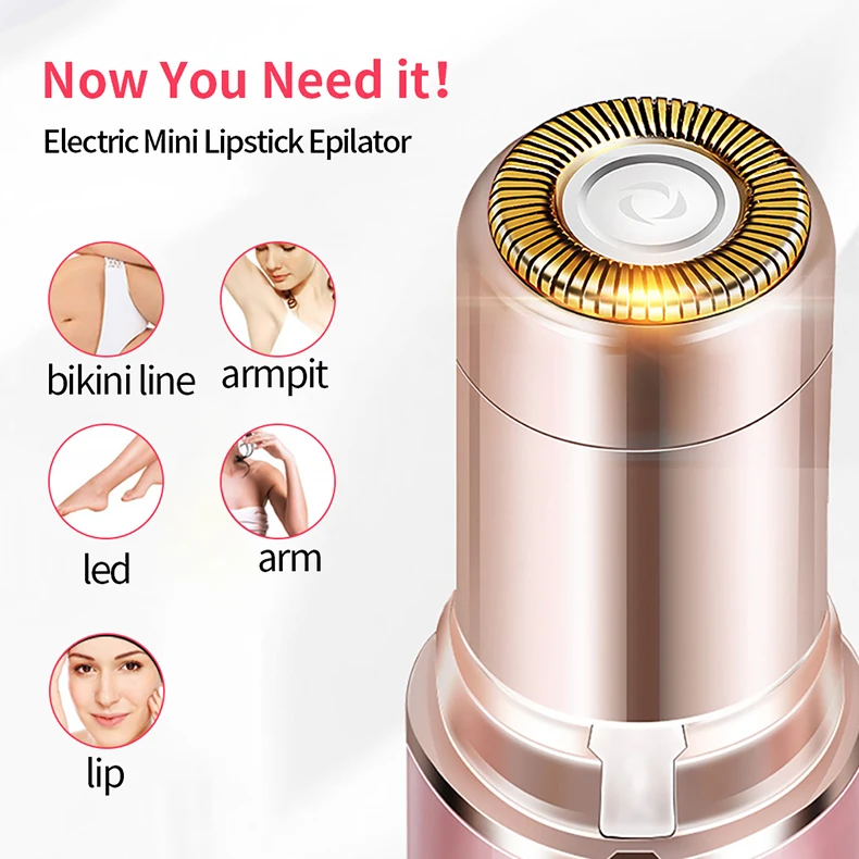 Description Picture 4 of itemElectric Eyebrow Trimmer Mini Eye Brow Epilator Facial Lipstick Shape Hair Removal Portable Women Painless Razor Shaver Tool