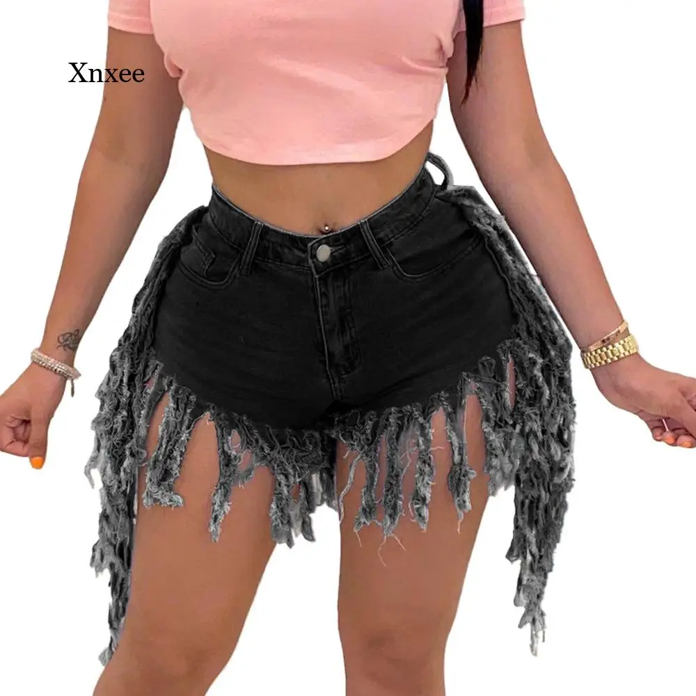 Description Picture 6 of itemFashion High Waist Tassel Denim Shorts Sexy  Women Casual Straight Club Shorts Jeans Pants Summer Clothing Bottoms
