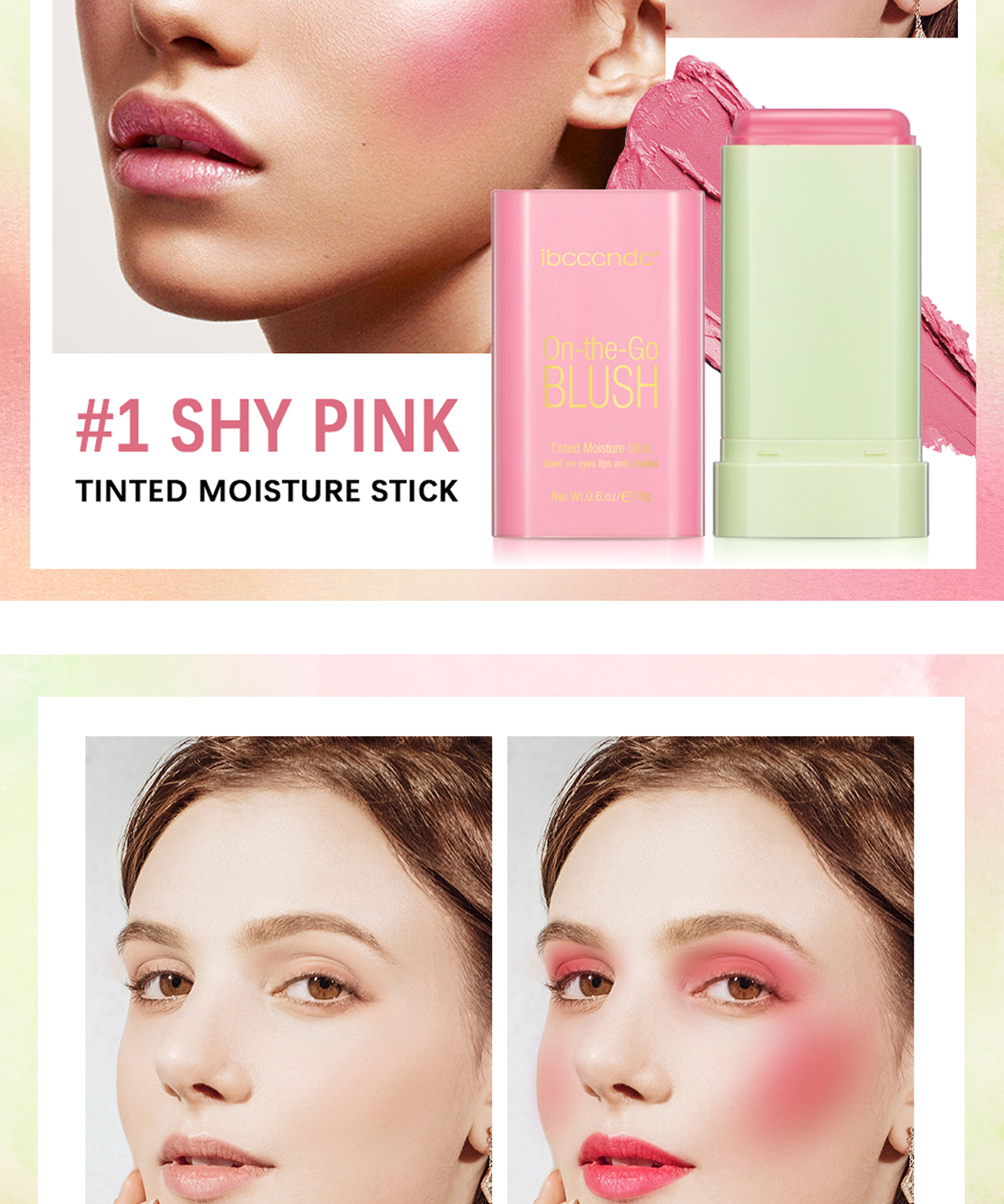 Description Picture 5 of itemIbcccndc 3 Colors Blush Highlighter Bronzer Contour Shadow Cream Cheek Blusher Blush Stick Women Face Cosmetic Beauty Makeup