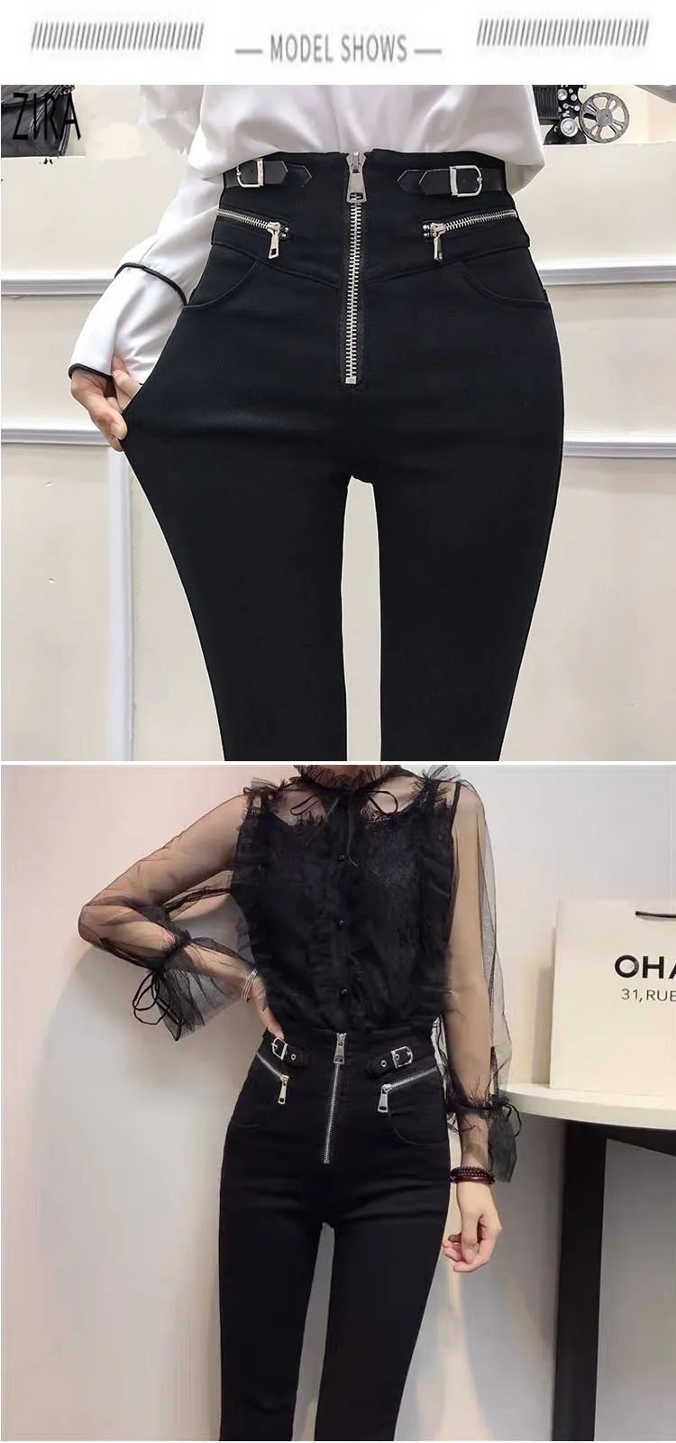 Description Picture 4 of itemEACHIN Women Gothic Zipper Pants Female Fashion High Waist Streetwear Trousers Casual y2k Style Sweatpants Skinny Pants Clothes