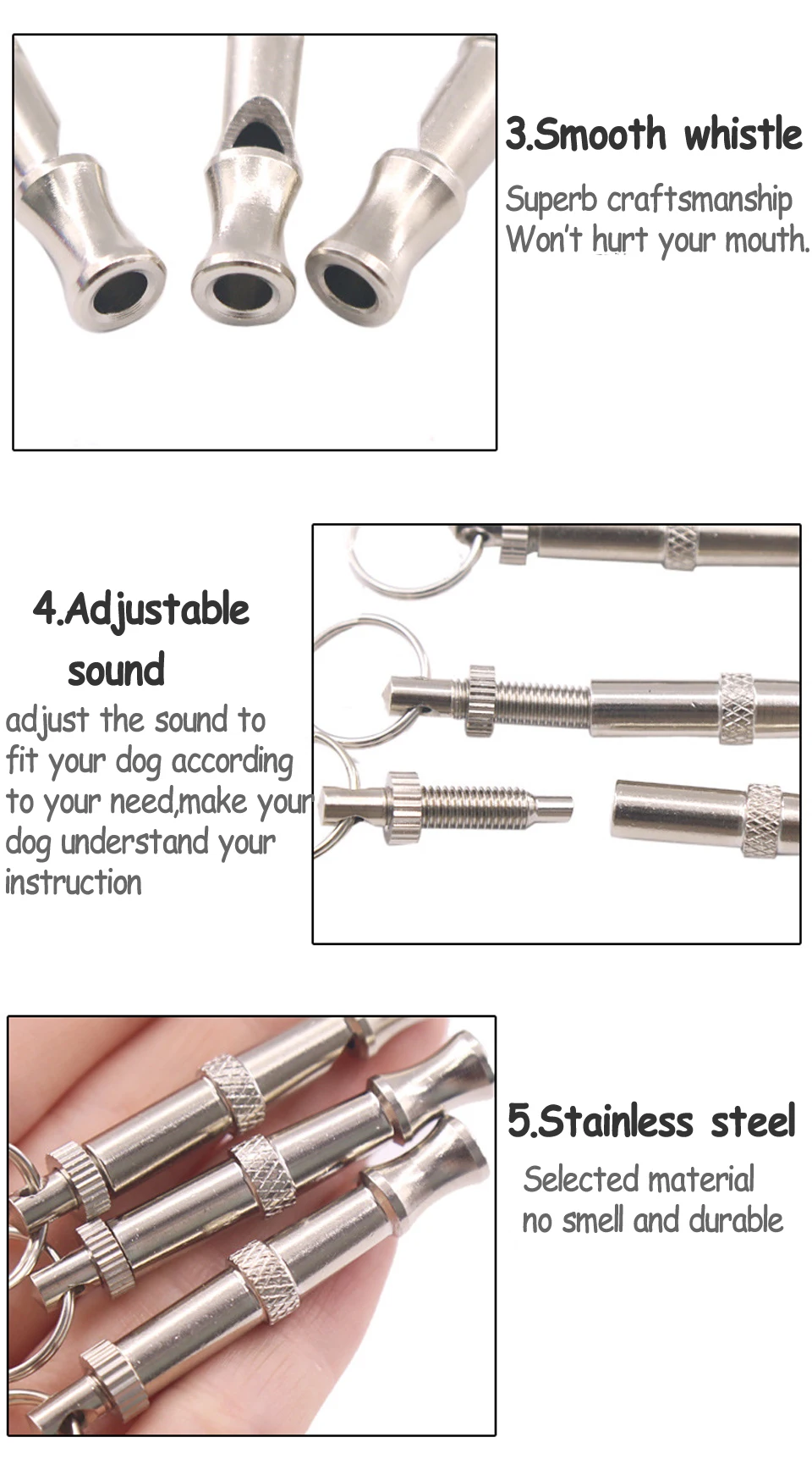 Description Picture 4 of item1PC Pet Dog Training Whistle Flute to Stop Barking Bark Control for Dogs Training Dog Deterrent Whistle Obedient Animal Training