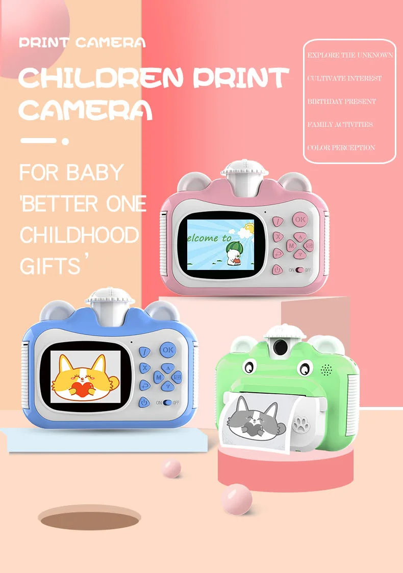 Description Picture 2 of itemKids Instant Print Camera Children Cameras 1080P Rechargeable Digital Camera for Girls Boys Video Camera Chirstmas Birthday Gift