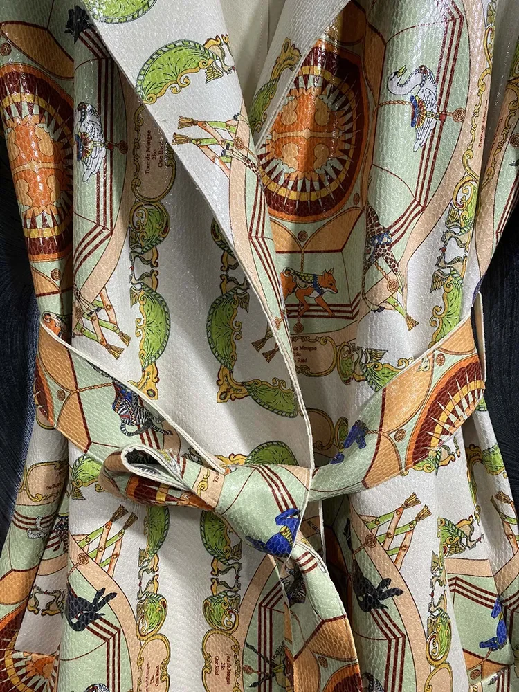 Description Picture 6 of itemSeifrmann 2023 Winter Women Fashion Runway Trench Coats Long Sleeve Belt Vintage Printed Loose Elegant Ladies Coats Overcoat