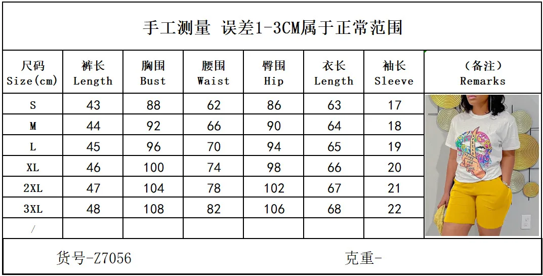 Description Picture 3 of itemT Shirt T-shirt Tee Top & High waist Elastic Shorts Women 2pcs Clothes Set Short Sleeve O Neck Fashion Casual Sexy