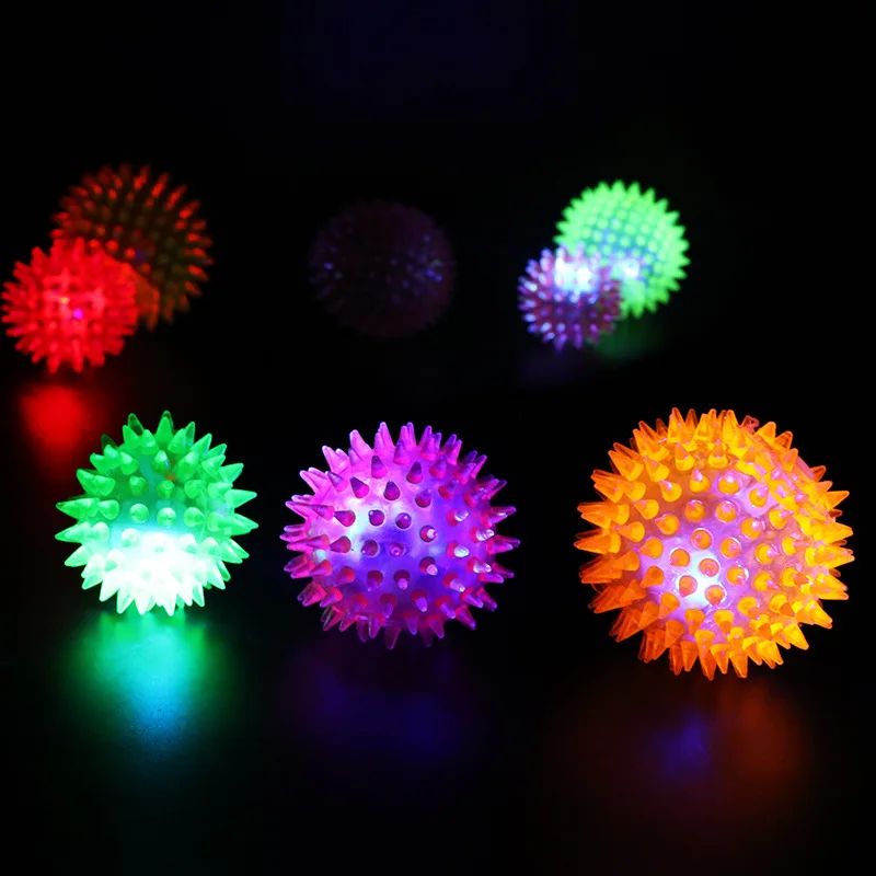 Dog Squeaky Toys Flash Ball Jumping Ball Spike Ball Luminous Massage Ball Pet Toys Colorful Soft Pet Puppy мяч для собак