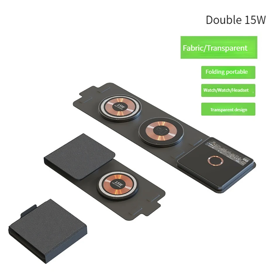 Description Picture 4 of itemBonola Transparent 3 in 1 Travel Portable Wireless Charger for Apple Watch/Airpods Foldable Wireless Charging for iPhone 12 13